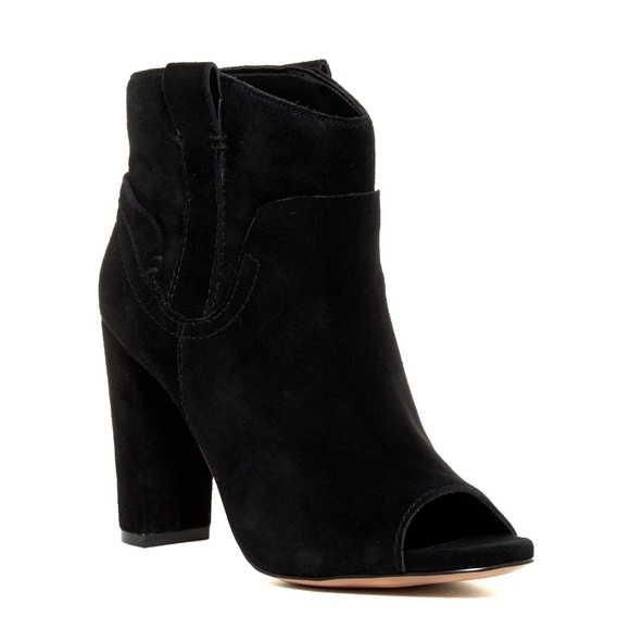 Vince Camuto Camey Peep Toe Boot Black Suede 9 - Picture 6 of 8